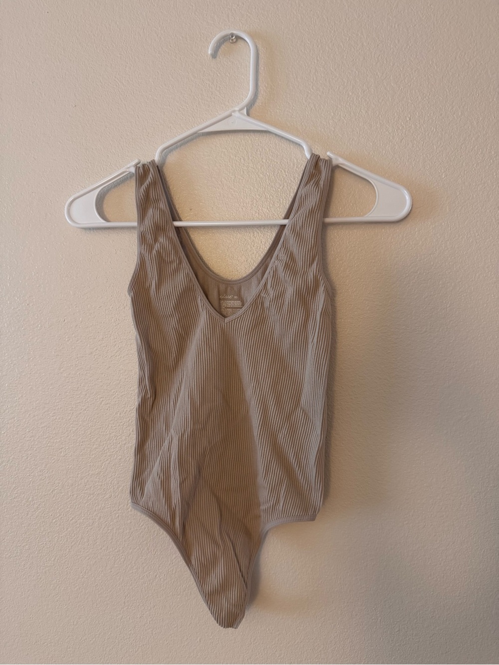 Colsie Women's Ribbed Bodysuit in Taupe